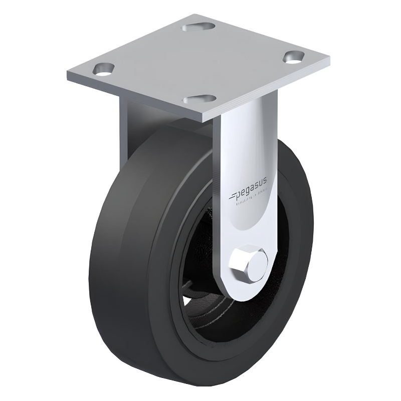 Rubber Black Caster 4" x 2" Rigid 400 lbs Roller Bearing P21 Series
