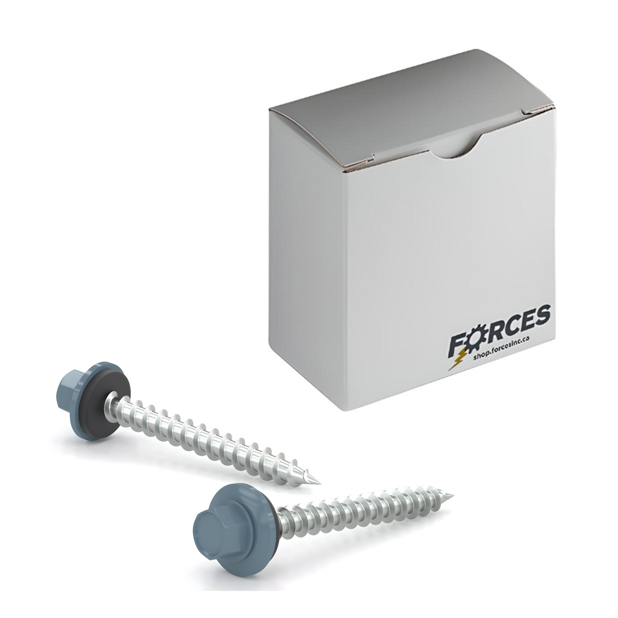 #9 x 2" Metal Roofing Screw Hex Head W/ Washer Type A Point - Steel Slate Blue