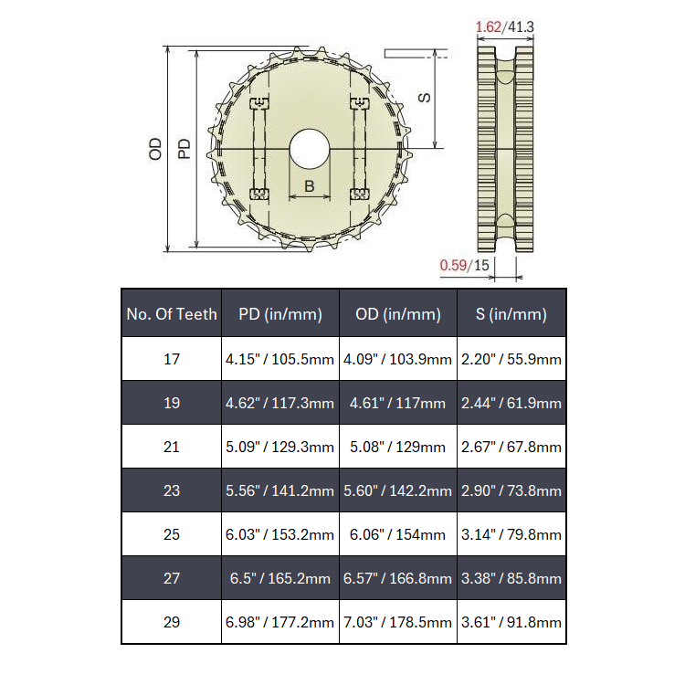 Split Idler Conveyor Sprocket (Machined) Series 820 - 1" Bore