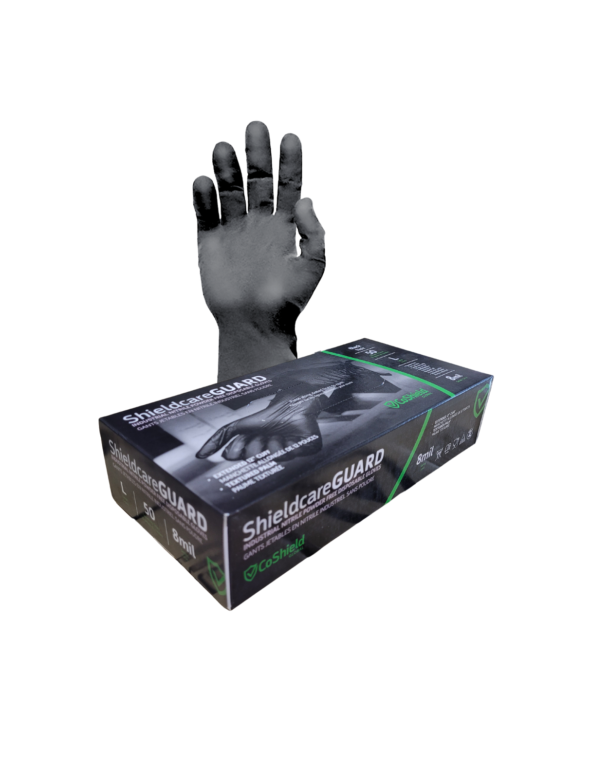 Black 8mil Extended Cuff Nitrile Gloves