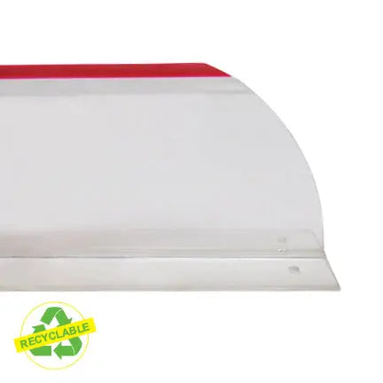Séparateur transparent et rouge recyclable 3" x 30" – Bout arrondi