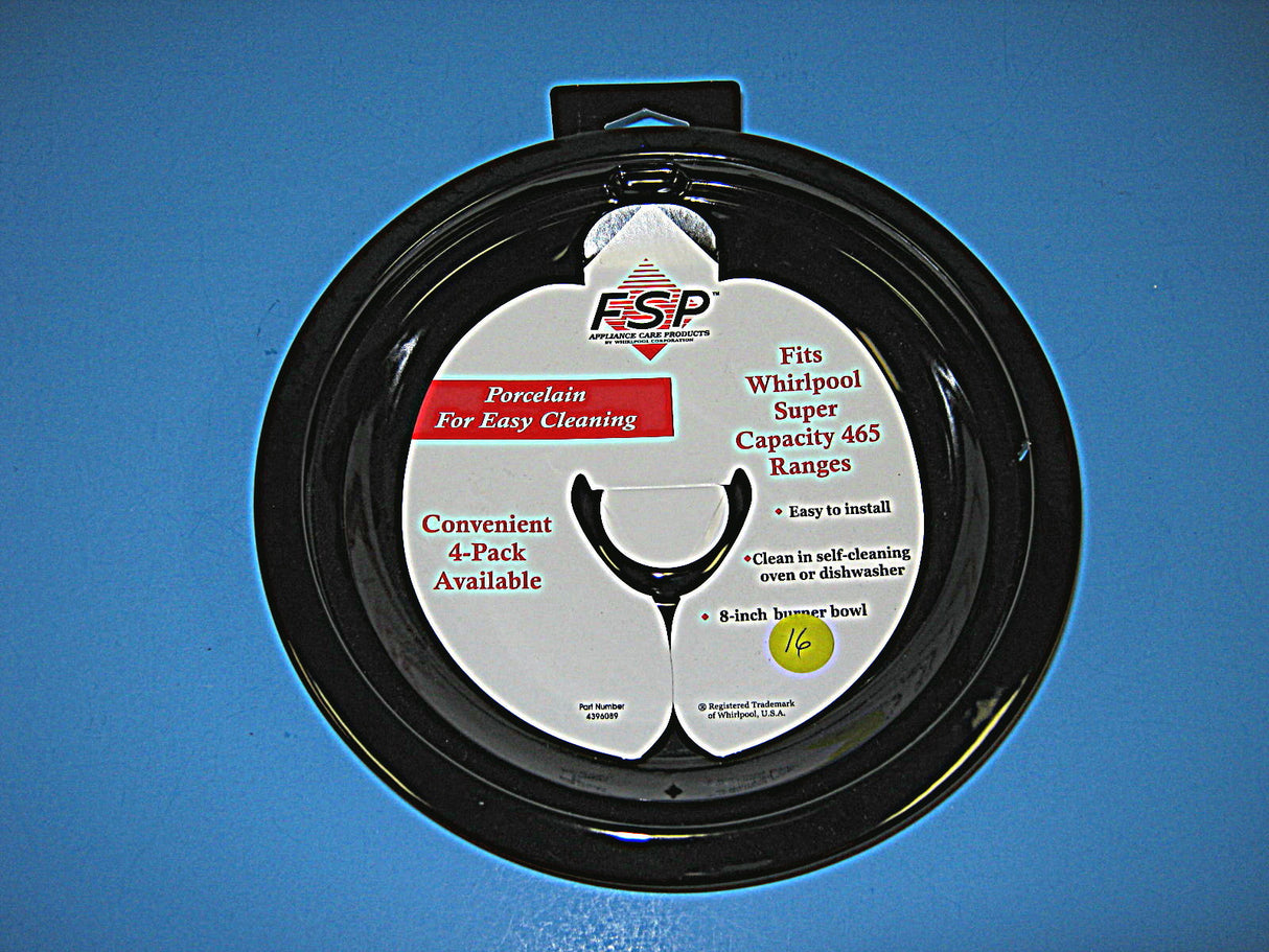 WPW10290350 Black 8" Drip Bowl for Whirlpool/KitchenAid Oven Range