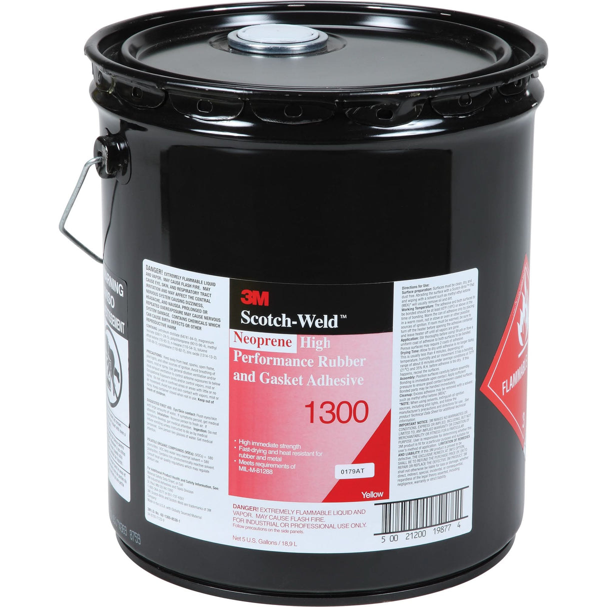 High-Performance Rubber & Gasket Adhesive, Pail, Yellow