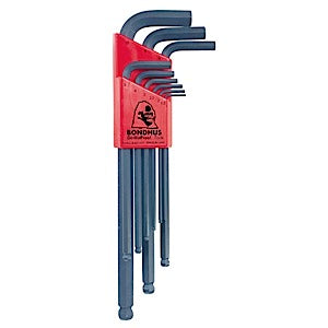 BONDHUS 10999 Balldrive L-Style Hex Key Set, 9 Pcs., Metric