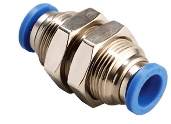 Bulkhead Union 8mm Tube Push to Connect - Brass