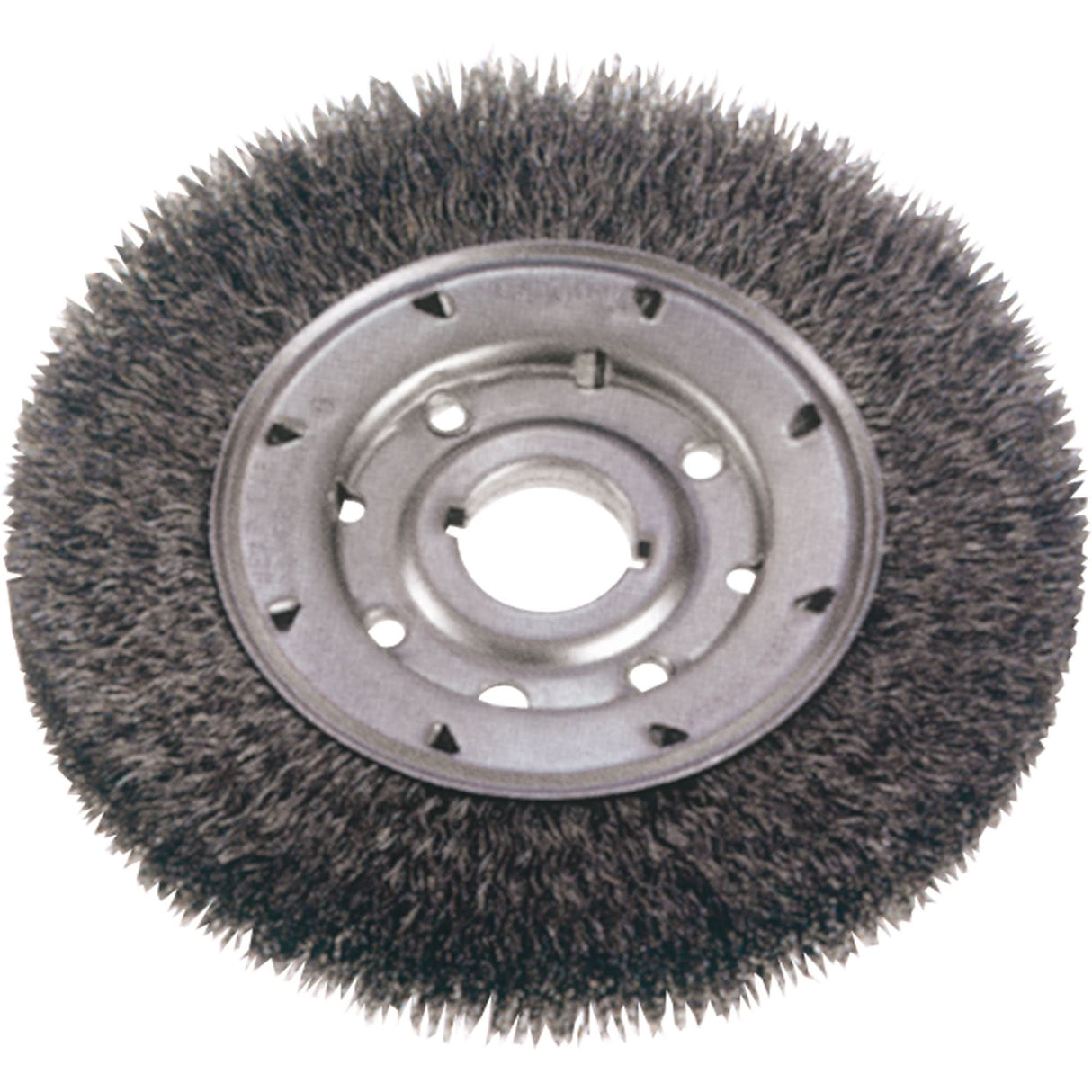 Crimped Wire Wheel Brushes - Medium Face, 10" Dia., 0.0118" Fill, 2" Arbor