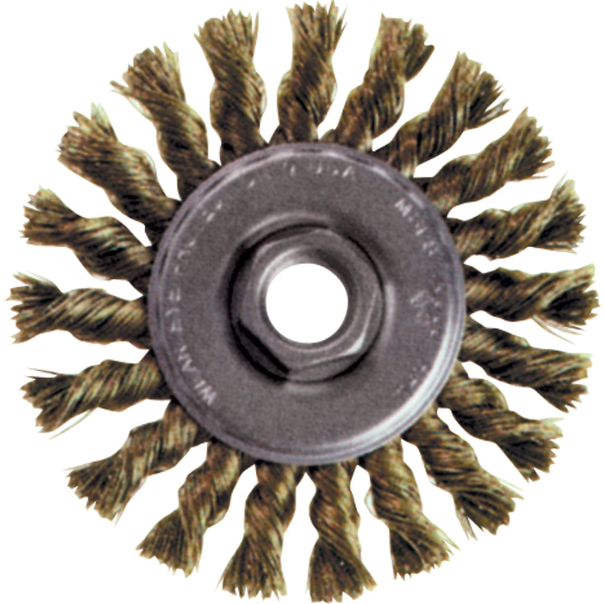 High Speed Small Grinder Knot Wire Wheel Brush, 5" Dia., 0.02" Fill, 5/8"-11 Arbor, Steel