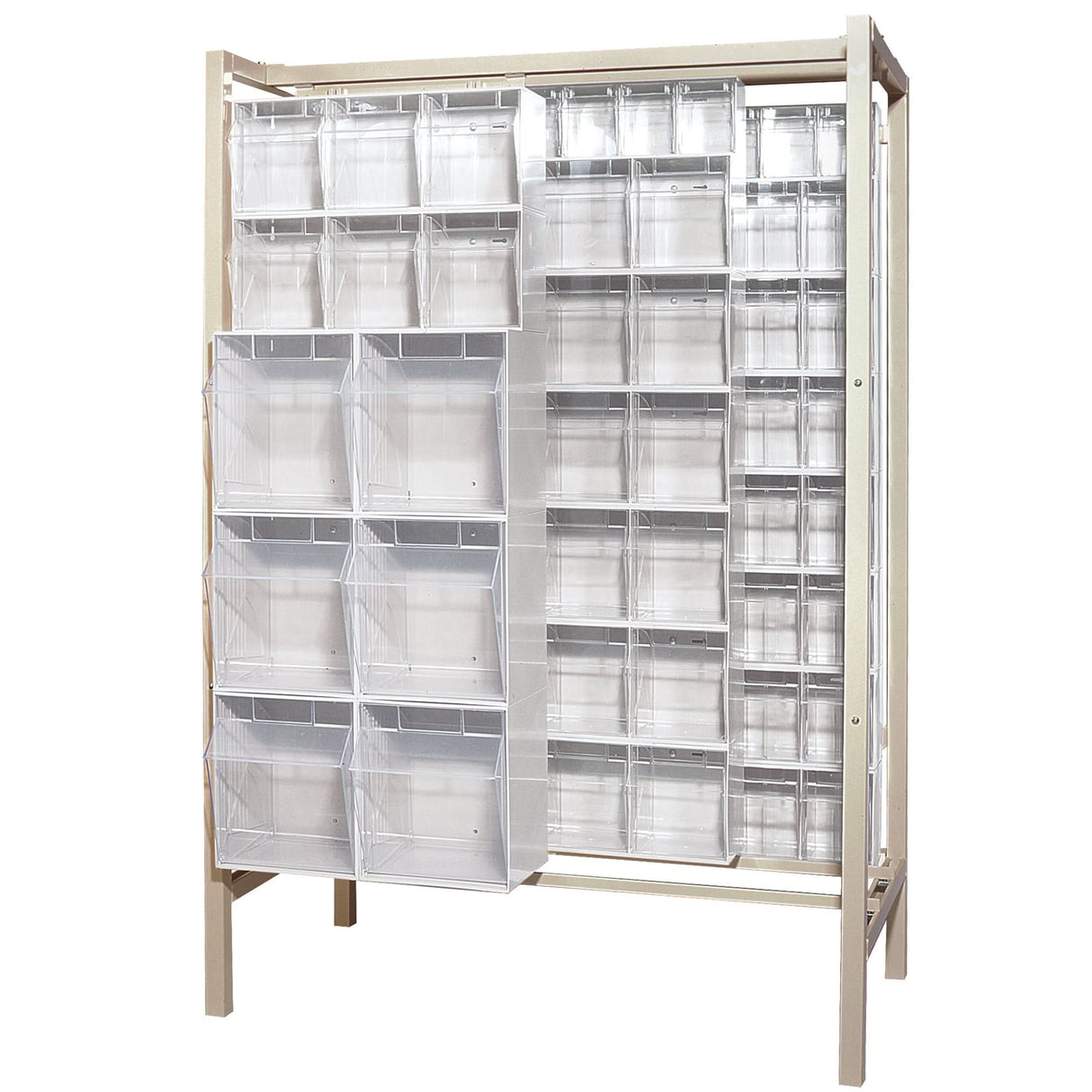Free-Standing Tip-Out Bins Slider System, 51-1/4" W x 26" D x 77" H, 101 Drawers
