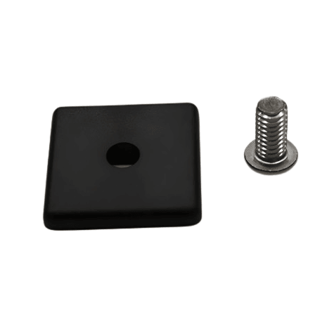 Bouchon d'extrémité 1,5" x 1,5" en plastique noir avec vis en acier inoxydable | Fente en T série 15