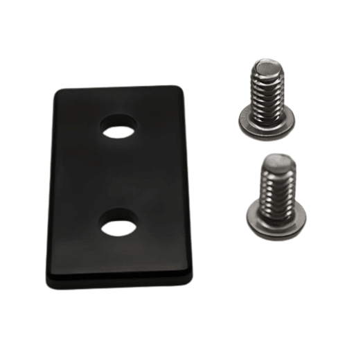 End Cap 1.5" x 3" Black Plastic w/ Stainless Screws | 15 Series T-Slot