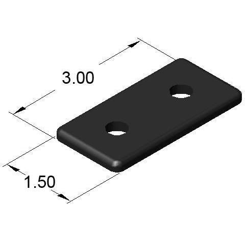 End Cap 1.5" x 3" Black Plastic w/ Stainless Screws | 15 Series T-Slot