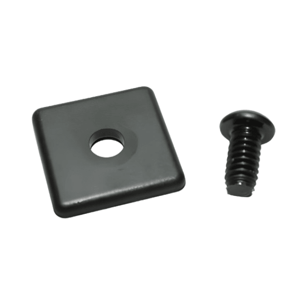 Embout 1" x 1" x 1/8" en plastique noir avec vis | Profilé en T série 10