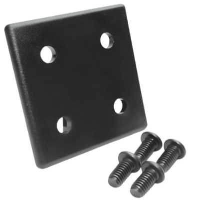 Embout 2" x 2" x 1/8" en plastique noir avec vis | Profilé en T de série 10