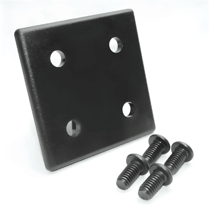 End Cap 3" x 3" Black Plastic w/ Screws | 15 Series T-Slot