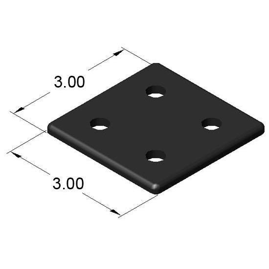 End Cap 3" x 3" Black Plastic w/ Screws | 15 Series T-Slot