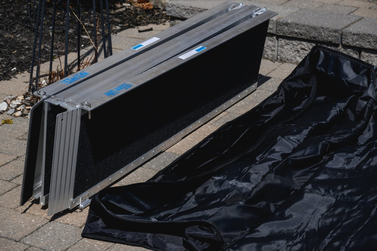 EZ6RGT EZee Life Portable Wheelchair Ramp 6 Ft - Folding Aluminum, 600 lb Capacity with Grip Tape & Side Rails