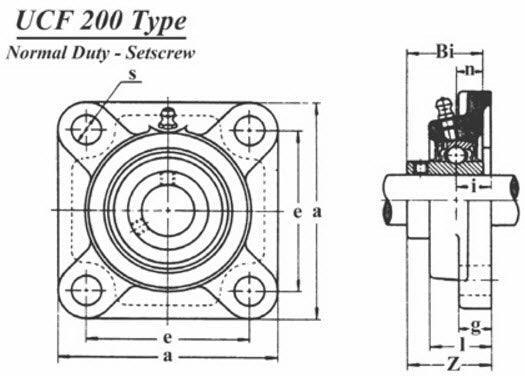 F210 | Cast Iron 4-Bolt Flange Bearing Units Housings Only
