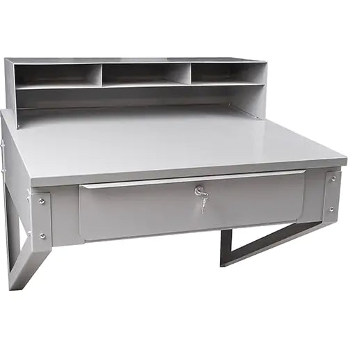 Wall-Mounted Shop Desk, 34-1/2" W x 28" D x 31" H, Grey