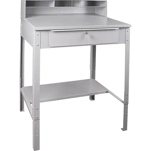 Open Floor Style Shop Desk, 34-1/2" W x 30" D x 53" H, Grey