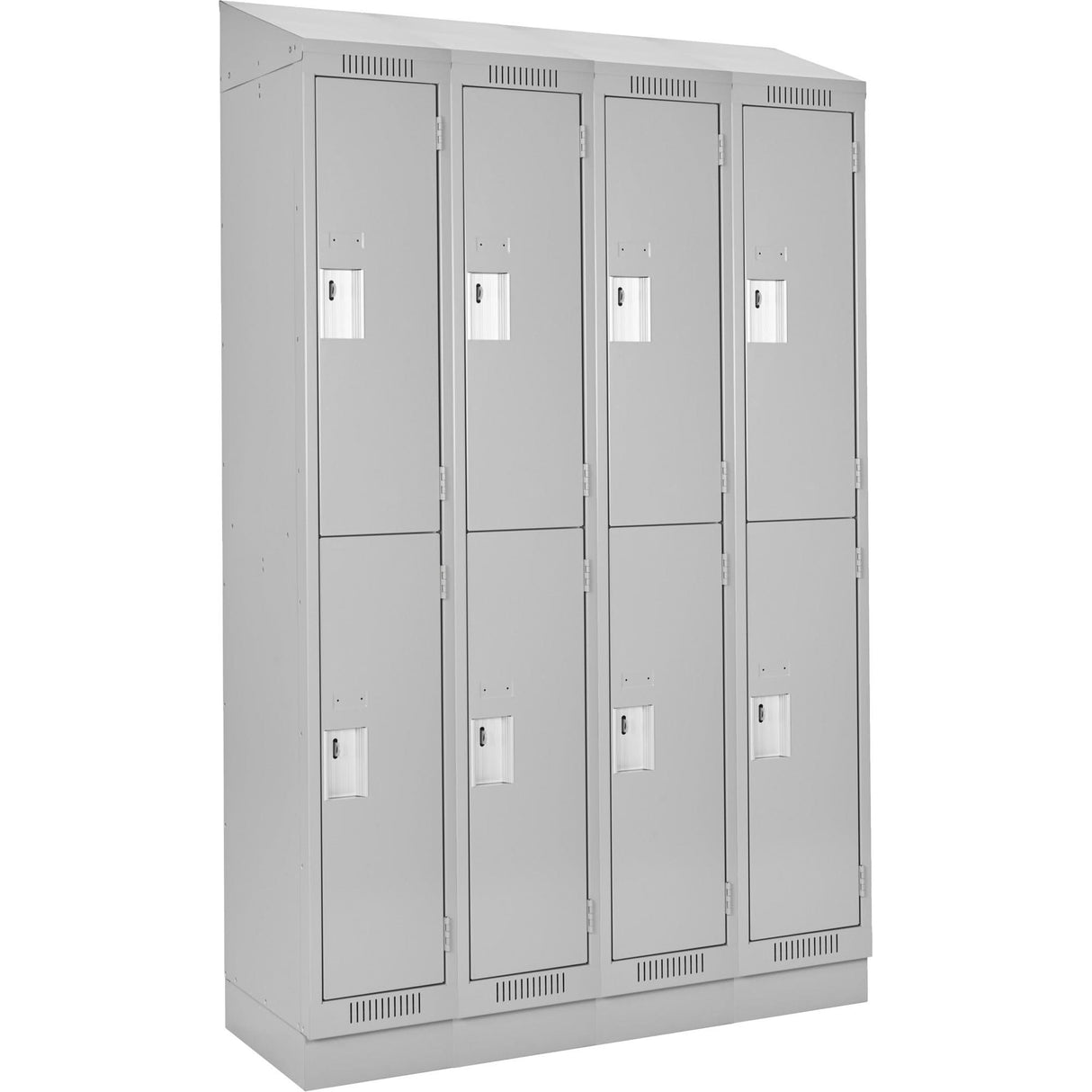 Clean Line™ Lockers, 2 -tier, Bank of 4, 60" x 18" x 82", Steel, Grey, Rivet (Assembled)