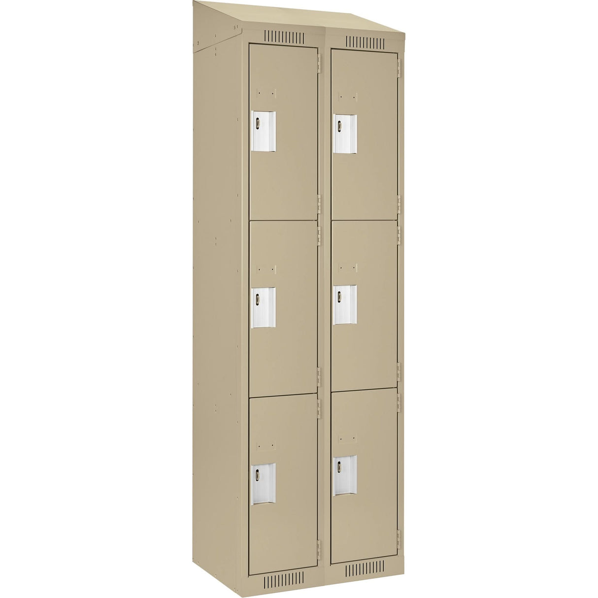Clean Line™ Lockers, 3 -tier, Bank of 2, 36" x 18" x 78", Steel, Beige, Rivet (Assembled)