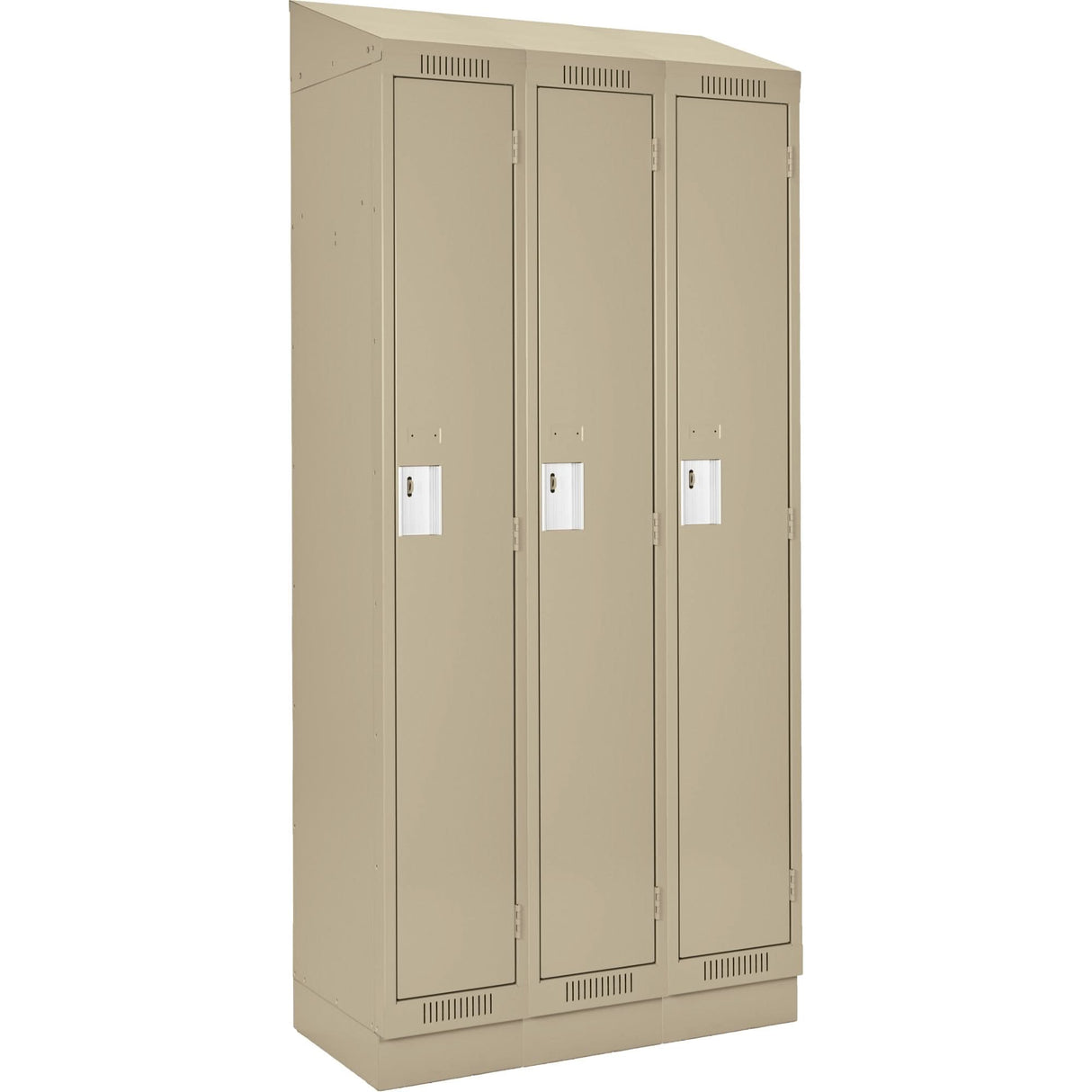 Clean Line™ Lockers, Bank of 3, 45" x 15" x 82", Steel, Beige, Rivet (Assembled)