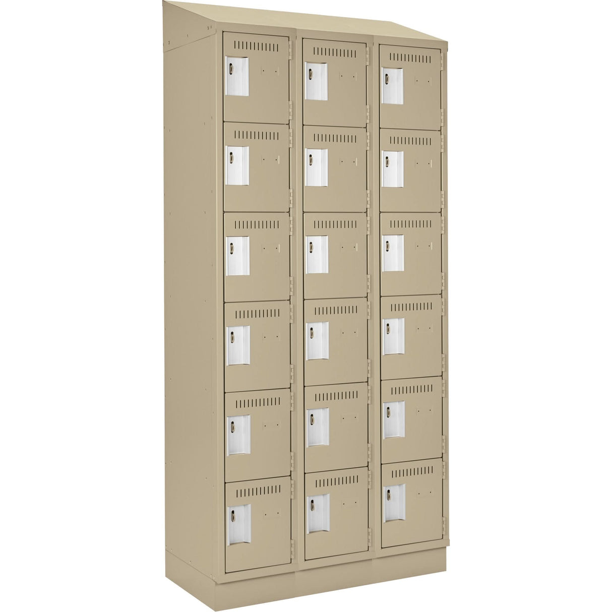 Clean-Line Lockerette, 6 -tier, Bank of 3, 15" x 72" x 12", Steel