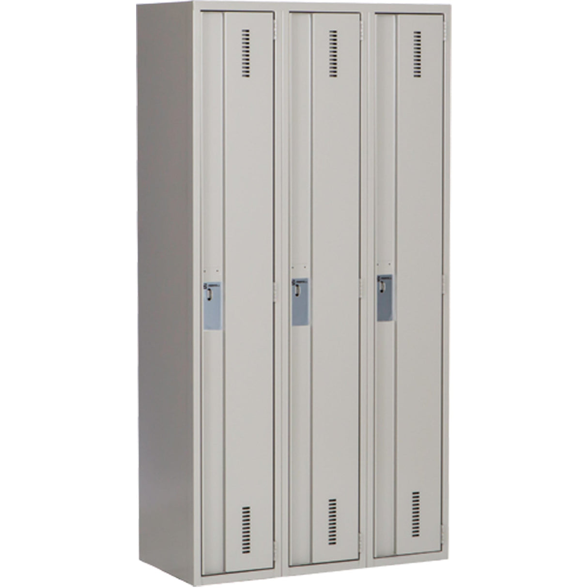 Concorde™ Heavy-Duty Lockers, Bank of 3, 36" x 18" x 72", Steel, Grey, Welded (Assembled)