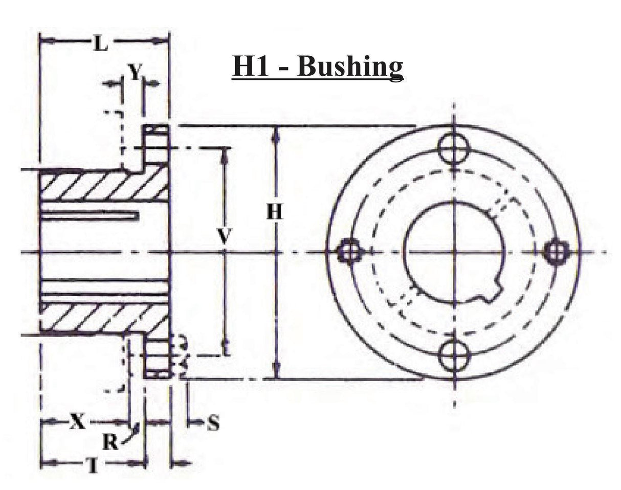 H-1-1/4 Split Taper Bushing, 1-1/4" Bore