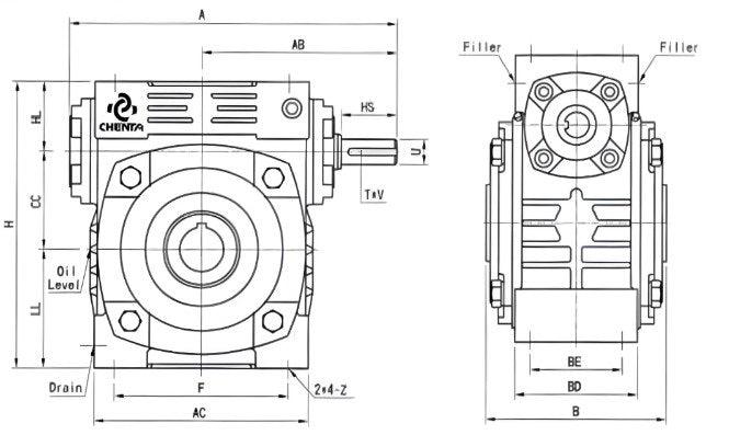 Hollow Shaft Gear Speed Reducer 30:1 Size 60 | TUH6030