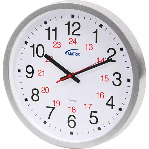 12 H Clock, Analog, Battery Operated, 12-3/4"