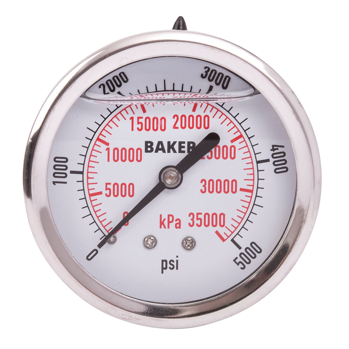 Pressure Gauges, 2-1/2" , 0-5000 psi/0-35,000 kPa, Back Mount, Liquid Filled Analogue