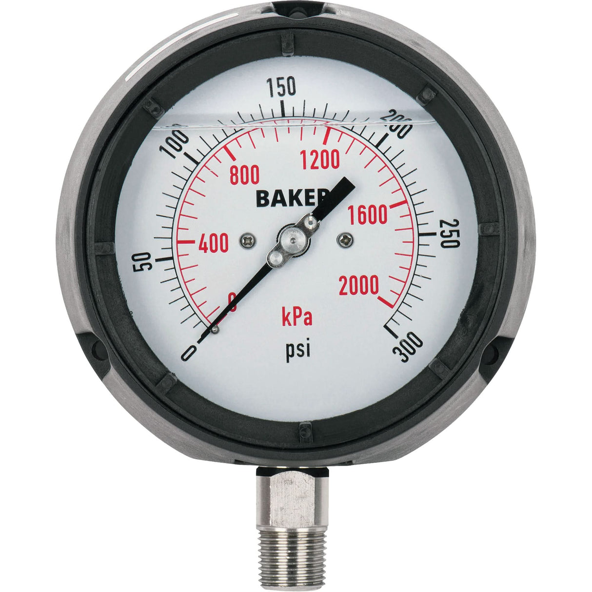 Pressure Gauge, 4-1/2" , 0-5000 psi/0-35,000 kPa, Bottom Mount, Liquid Filled Analogue