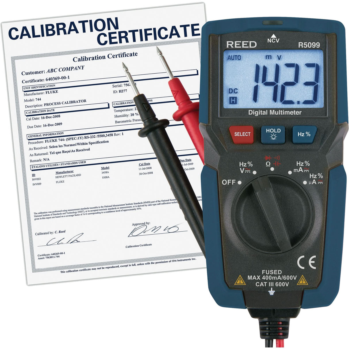 Compact Multimeter with Non-Contact Voltage and ISO Certificate, AC/DC Voltage, AC/DC Current