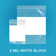 Ziplock / Resealable / Reusable / Reclosable, 2 Mil, White Block, 1000 Pcs/Case