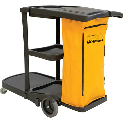 Janitor Cleaning Cart, 51" x 20" x 38", Plastic, Black