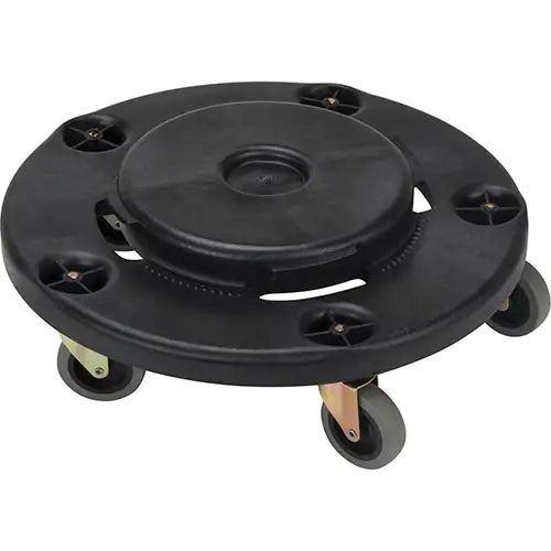 Waste Container Dolly, Polypropylene, Black, Fits: 24" Dia.