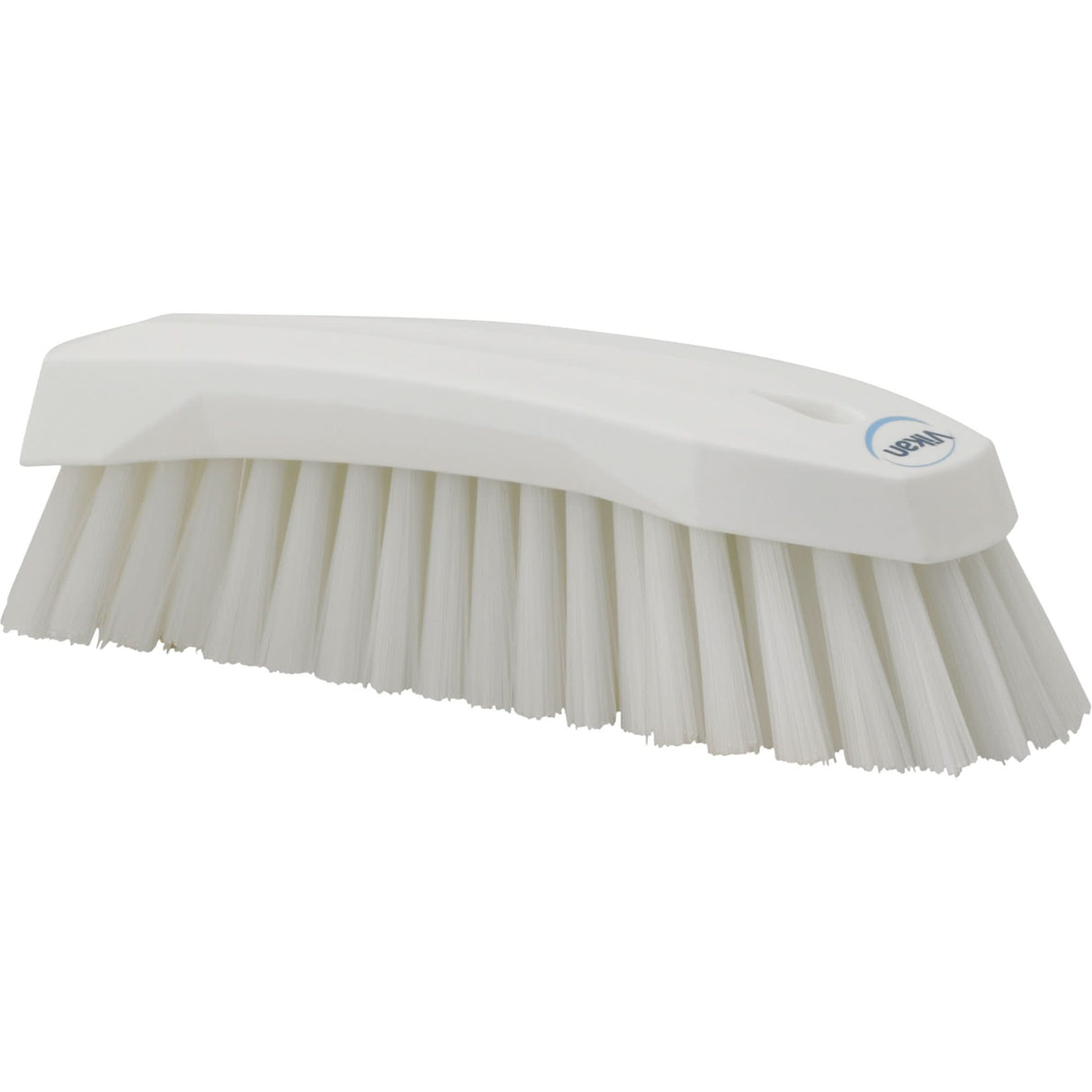 Large Angled Hand Brush, Stiff Bristles, 8" Long, White