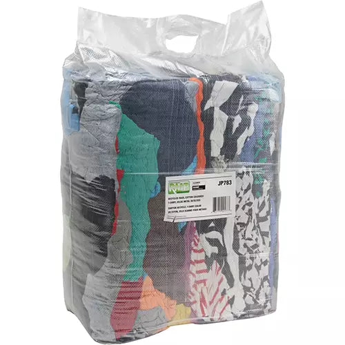 Recycled Material Wiping Rags, Cotton, Mix Colours, 25 lbs.