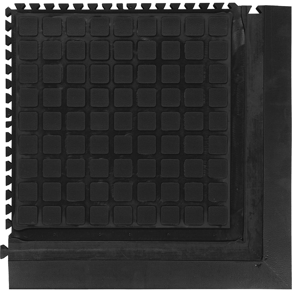 Hog Heaven III Comfort Modular Corner Tile, Corrugated, 1-4/5' x 1-4/5' x 3/4", Black, Nitrile