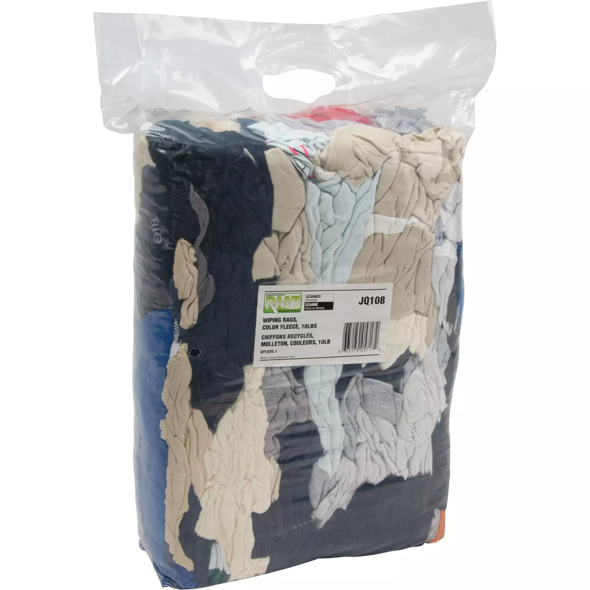 Recycled Material Wiping Rags, Fleece, Mix Colours, 10 lbs.