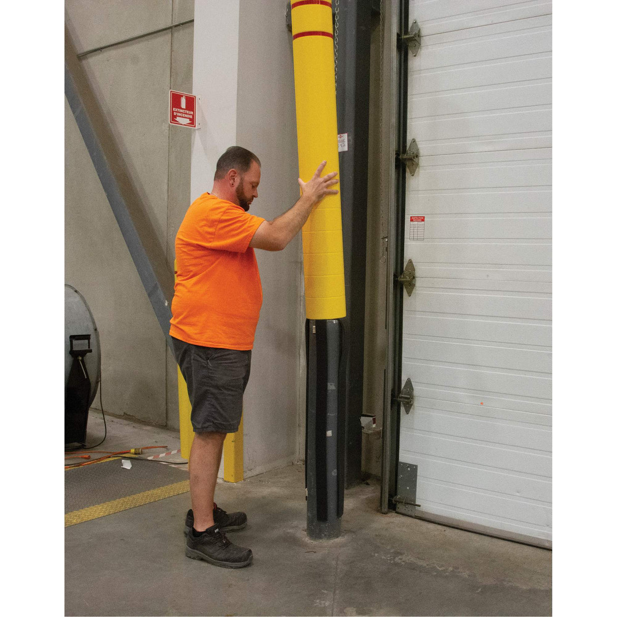 Polyethylene Bollard Cover, 4-1/2" Dia. x 64" L, Red/Yellow