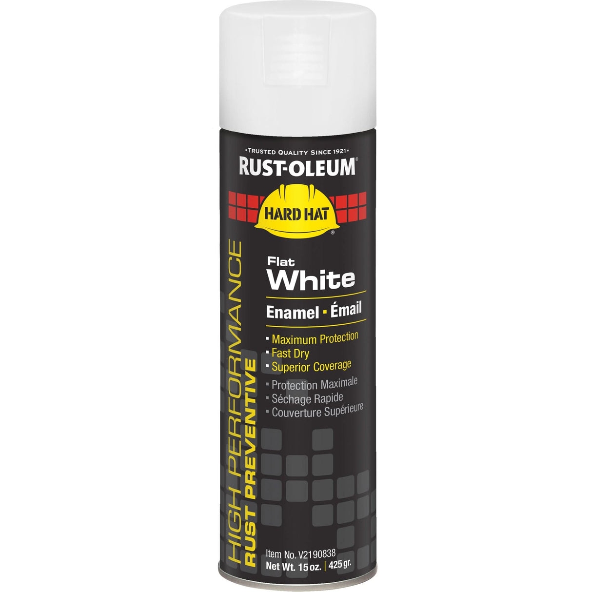 V2100 System Enamel Spray Paint, Flat White, Flat, 15 oz., Aerosol Can