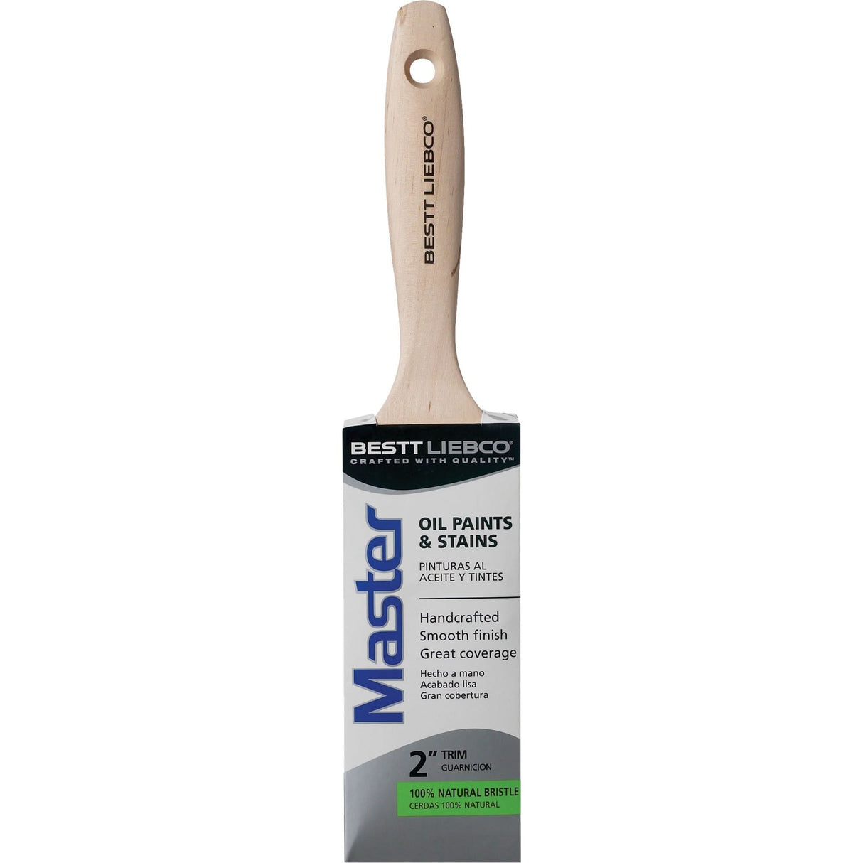 Master Trim & Wall Paint Brush, White China, Wood Handle, 2" Width
