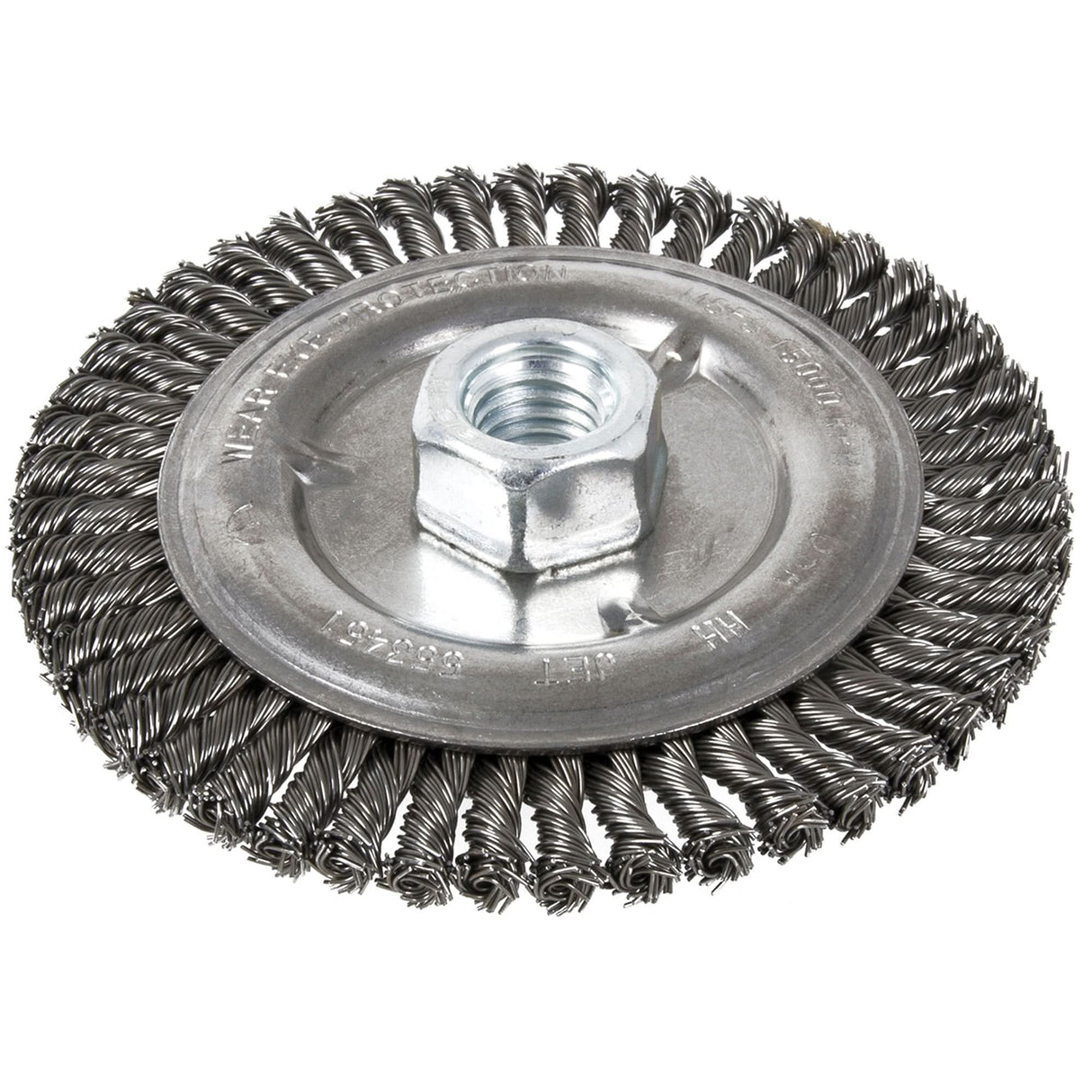Stringer Bead Brush, 5" Dia., 0.022" Fill, 5/8"-11 Arbor, Steel
