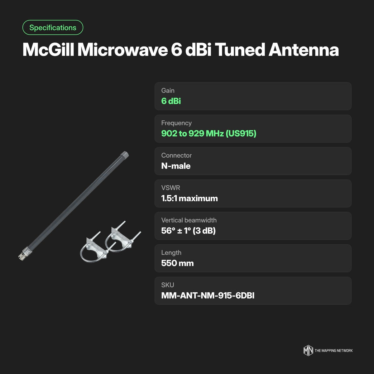 Antenne 6dBi optimisée McGill Microwave