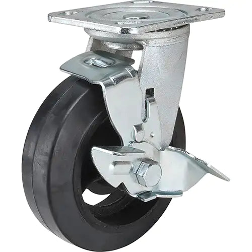 Mold-on Caster, Swivel with Brake, 6" (152.4 mm), Rubber, 550 lbs. (249 kg.)