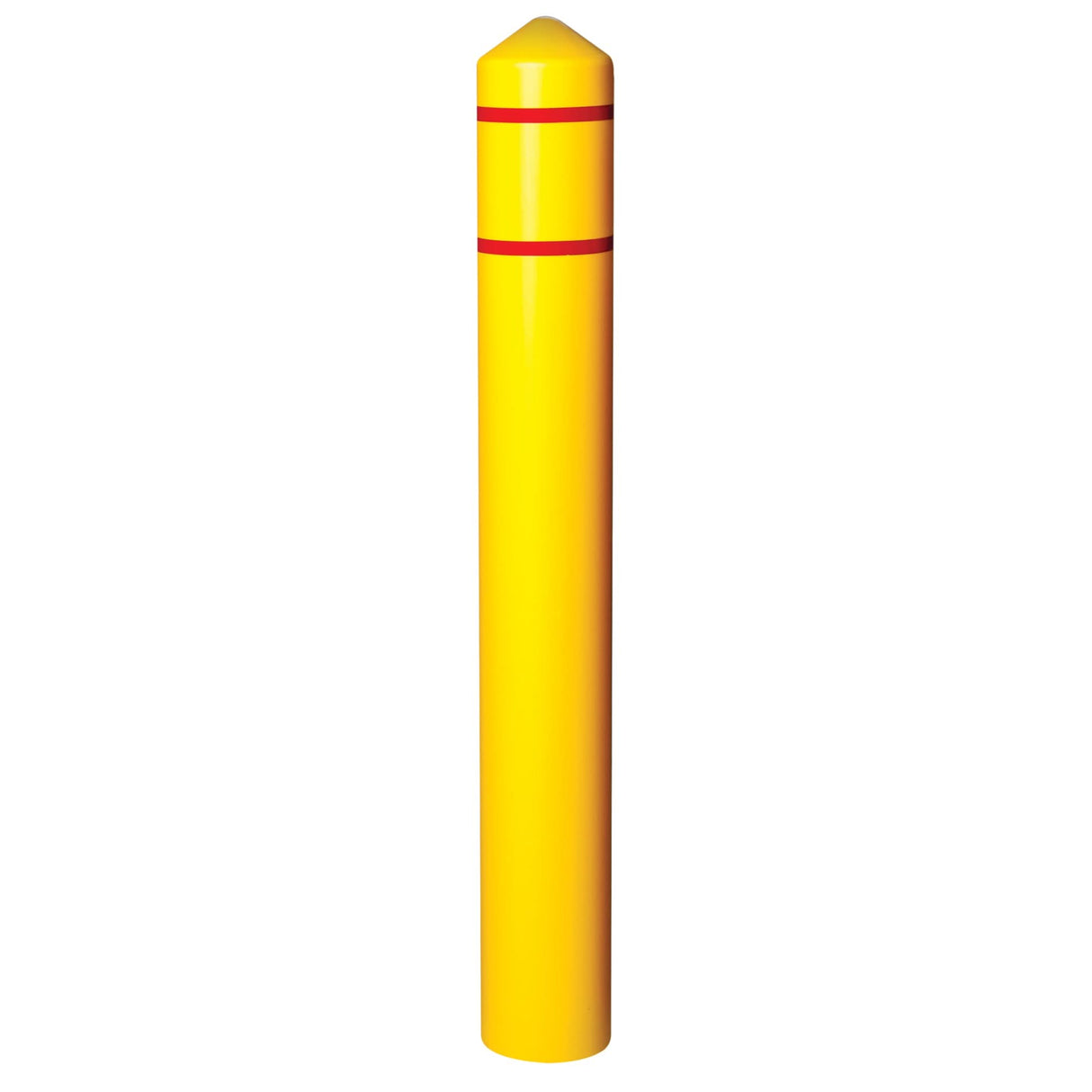 Smooth Bollard Cover With Reflective Stripes, 6" Dia. x 56" L, Yellow
