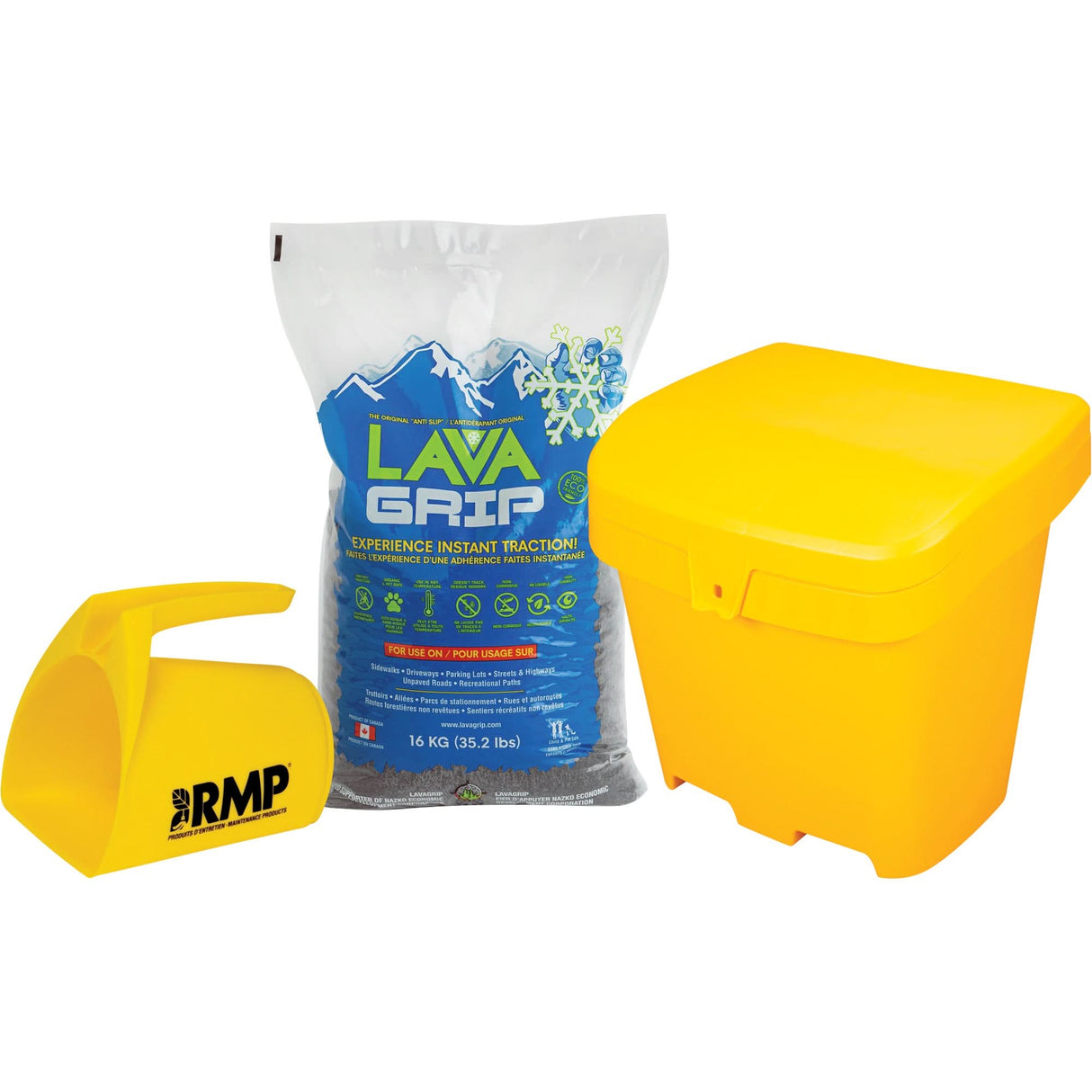 LavaGrip Traction-Aid Kit with 77 Bags, Container Size 35.3 lbs. (16 kg), Bag