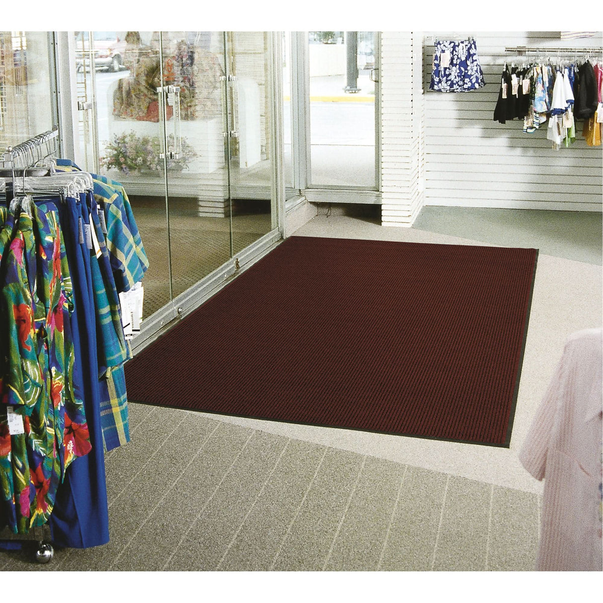Needle-Rib™ Matting, Wiper/Scraper, 4' x 21' x 15/16", Red